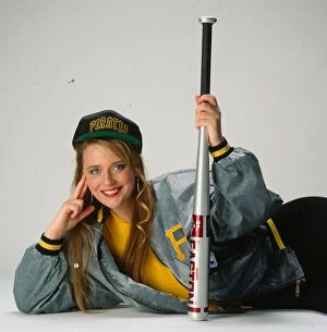 Images Dated 25th January 1991: Jacket fashion - model wears grey baseball jacket, January 1991 Pirates cap