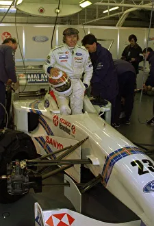 Jackie Stewart October 1997 gets back into a Formula One car after 25 years at Jackie Stewart October 1997 gets back into a Formula One car after 25 years at