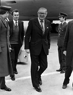 James Callaghan Labour Prime Minister getting off a plane at Heathrow Airport followed by James Callaghan Labour Prime Minister getting off a plane at Heathrow Airport followed by