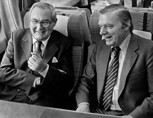 James Callaghan Labour Prime Minister with journalist during a train journey