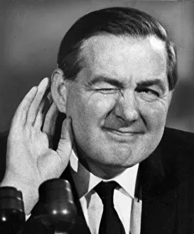 James Callaghan in mock listening pose at press conference - 27th October 1964 James Callaghan in mock listening pose at press conference - 27th October 1964
