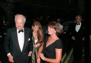 James Goldsmith with wife and Jemima Goldsmith arrives for a party James Goldsmith with wife and Jemima Goldsmith arrives for a party