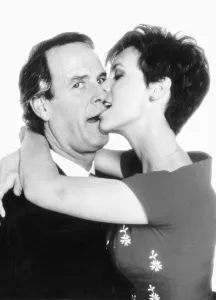 Jamie Lee Curtis kissing John Cleese October 1988 Jamie Lee Curtis kissing John Cleese October 1988
