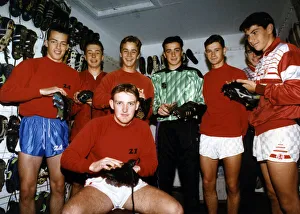 Jamie Pollock works with the other apprentices in the boot room, 15th October 1991 Jamie Pollock works with the other apprentices in the boot room, 15th October 1991