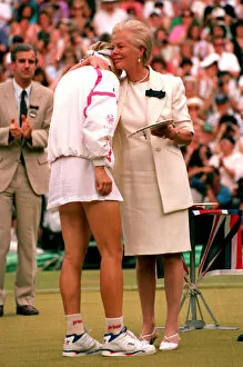 Images Dated 1st July 1993: JANA NOVOTNA ON COURT BEING COMFORTED BY THE DUCHESS OF KENT AS SHE IS AWARDED WITH HER