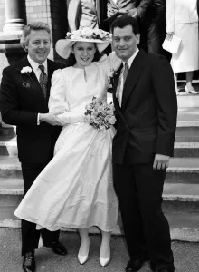 Jane Aspel, daughter of Michael Aspel (right), marries Andrew Boucher. 10th April 1987 Jane Aspel, daughter of Michael Aspel (right), marries Andrew Boucher. 10th April 1987