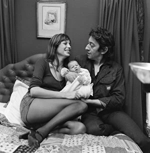 Images Dated 12th August 1971: Jane Birkin, English actress with baby daughter Charlotte Lucy Gainsbourg