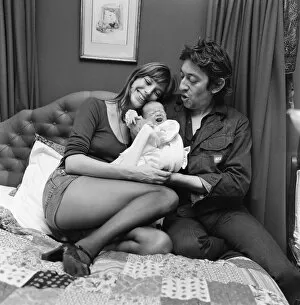 Images Dated 12th August 1971: Jane Birkin, English actress with baby daughter Charlotte Lucy Gainsbourg