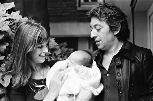 Images Dated 15th September 1971: Jane Birkin & Serge Gainsbourg, with their new baby daughter