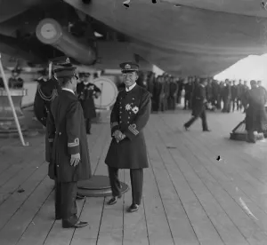 Japanese Crown Prince Hirohito pictured on board the warship Kotosi at Spithead during Japanese Crown Prince Hirohito pictured on board the warship Kotosi at Spithead during