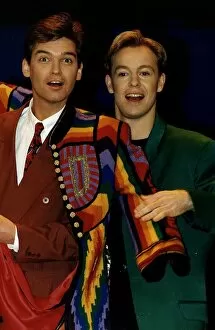 Images Dated 17th December 1991: Jason Donovan Actor hands over his Technicolour Deamcoat to replacement Phillip Schofield