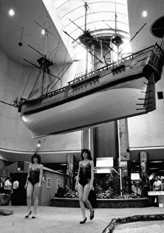 Jayne Tarpey and Emma Edwards under a replica of Captain Cook's ship " Jayne Tarpey and Emma Edwards under a replica of Captain Cook's ship "