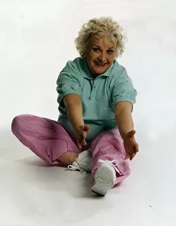 Images Dated 19th February 1992: Jean Boht Actress Studio shot doing Keep Fit exercise