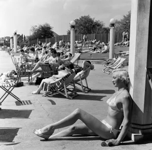 Jean Shelford, 25, sunbathing near her home at Richmond, Surrey Jean Shelford, 25, sunbathing near her home at Richmond, Surrey