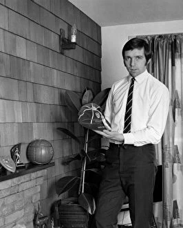 Images Dated 14th March 1970: Jeff Astle pictured at home, with some of his trophies and one of his England caps