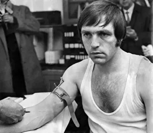Jeff Astle undergoing a blood test as the England team prepare for the upcoming World Cup Jeff Astle undergoing a blood test as the England team prepare for the upcoming World Cup