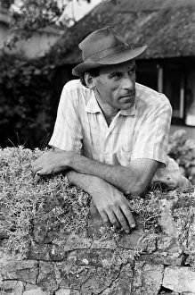Images Dated 30th August 1972: Jeremy Thorpe holidaying at home at his thatched cottage near Cobbaton, Umberleigh, Devon