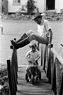 Images Dated 30th August 1972: Jeremy Thorpe holidaying at home at his thatched cottage near Cobbaton, Umberleigh, Devon