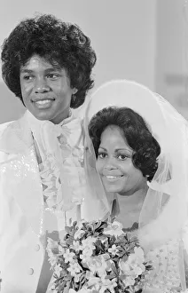 Jermaine Jackson, singer in the Jackson Five pop group, with his new bride Hazel Joy Jermaine Jackson, singer in the Jackson Five pop group, with his new bride Hazel Joy