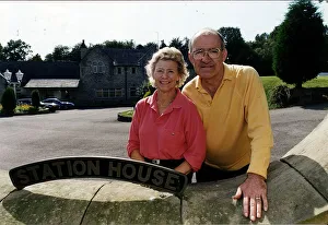 Jim Bowen TV Presenter with wife outside home Jim Bowen TV Presenter with wife outside home
