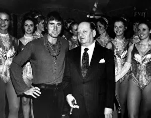 Jim Dale comedian actor with Sir Lew Grade and the Tiller girls August 1973