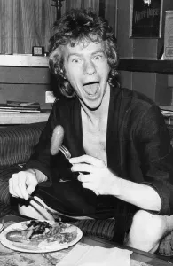 Jim Davidson eating fry-up bangers and mash in his dressing room between shows - January Jim Davidson eating fry-up bangers and mash in his dressing room between shows - January