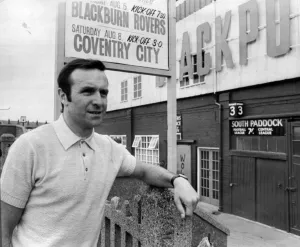 00244 Gallery: Jimmy Armfield football player captain Blackpool FC pictured outside Bloomfield Road
