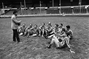 Jimmy Hill pictured talking to a football team. Television presenter Dickie Davies is Jimmy Hill pictured talking to a football team. Television presenter Dickie Davies is