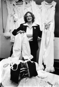 Jo Jellis with some of the delicate cotton and lace underwear that is now very much in Jo Jellis with some of the delicate cotton and lace underwear that is now very much in