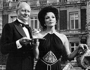 Images Dated 1st April 1979: Joan Collins and John Gielgud during filming at country house - April 1979