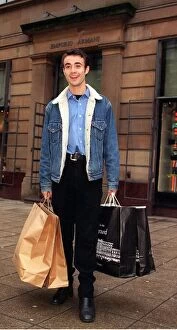 Joe McFadden actor buying clothes for fashion shoot for Daily Record