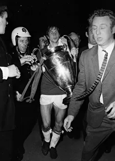 Johan Cruyff of Ajax in Panathinaikos shirt with cup 1971 at Wembley Johan Cruyff of Ajax in Panathinaikos shirt with cup 1971 at Wembley