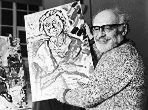 John Bratby Artist with one of his four paintings of the Queen Mother. 1978 John Bratby Artist with one of his four paintings of the Queen Mother. 1978
