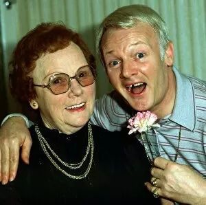 John Inman British actor with his mother March 1982