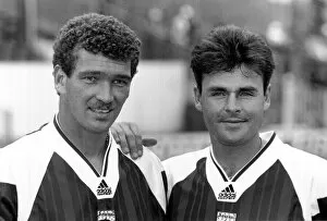 Images Dated 6th August 1992: John Jenson Football Player of Arsenal - August 1992 with teammate Anders Limpar