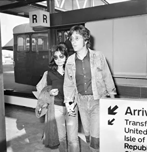 John Lennon and Yoko Ono on arrival at London Airport after returning from Majorca John Lennon and Yoko Ono on arrival at London Airport after returning from Majorca