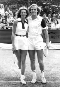 John Lloyd and Anthea Forsyth at charity tennis match - June 1978 26/06/1978 John Lloyd and Anthea Forsyth at charity tennis match - June 1978 26/06/1978