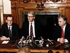 John Major Conservative MP politician at a press conference to launch his challenge for