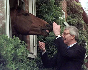 John Major gets it straight from the horses mouth during a election visit to the National John Major gets it straight from the horses mouth during a election visit to the National