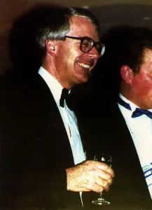 John Major Prime Minister in Blackpool drinking Champagne at after conference party John Major Prime Minister in Blackpool drinking Champagne at after conference party