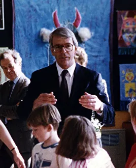 John Major Prime Minister with children during election campaign 1992 John Major Prime Minister with children during election campaign 1992
