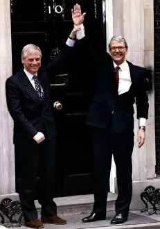 Images Dated 10th April 1992: John Major Prime Minister with party chairman Chris Patten celebrating victory at 10