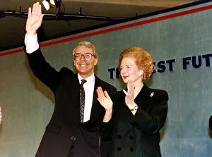Images Dated 22nd March 1992: John Major Prime Minister and former Prime Minister Margaret Thatcher at the Tory Rally