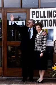Images Dated 10th April 1992: John Major Prime Minister with wife Norma at the Polling Station 1992