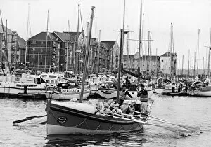 Images Dated 20th August 1989: The John and Naomi Beattie, a restored lifeboat, starts its journey from Swansea to