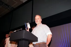 Images Dated 30th April 1996: John Peel the DJ receives his award at the Sony Radio Awards