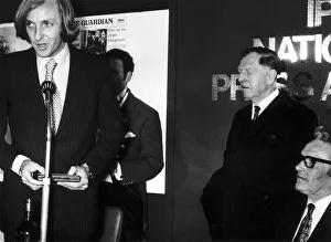 John Pilger journalist at the IPC Awards Savoy Hotel receiving award from Lord John Pilger journalist at the IPC Awards Savoy Hotel receiving award from Lord