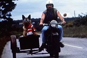 00137 Gallery: John Smith and dog Shane on motorbike and sidecar circa 1995