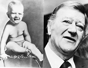 John Wayne actor picture shows him as a baby and as he is now 1974 John Wayne actor picture shows him as a baby and as he is now 1974
