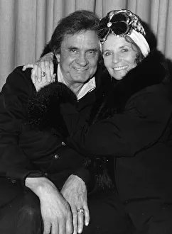 Johnny Cash singer with wife June Carter in London 1988 Johnny Cash singer with wife June Carter in London 1988